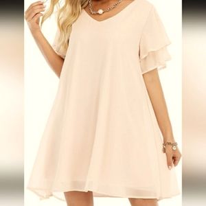 Aofur XL chic Party dress, vanilla color, translucent and airy chiffon material